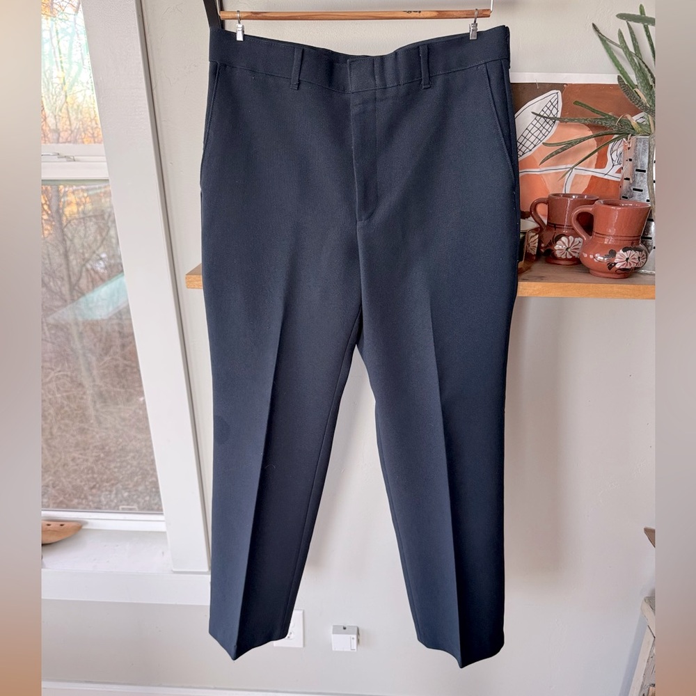 Vintage 70s 80s Levi’s Action Slacks Navy Polyester Bootcut Dress Pants 32 x 30